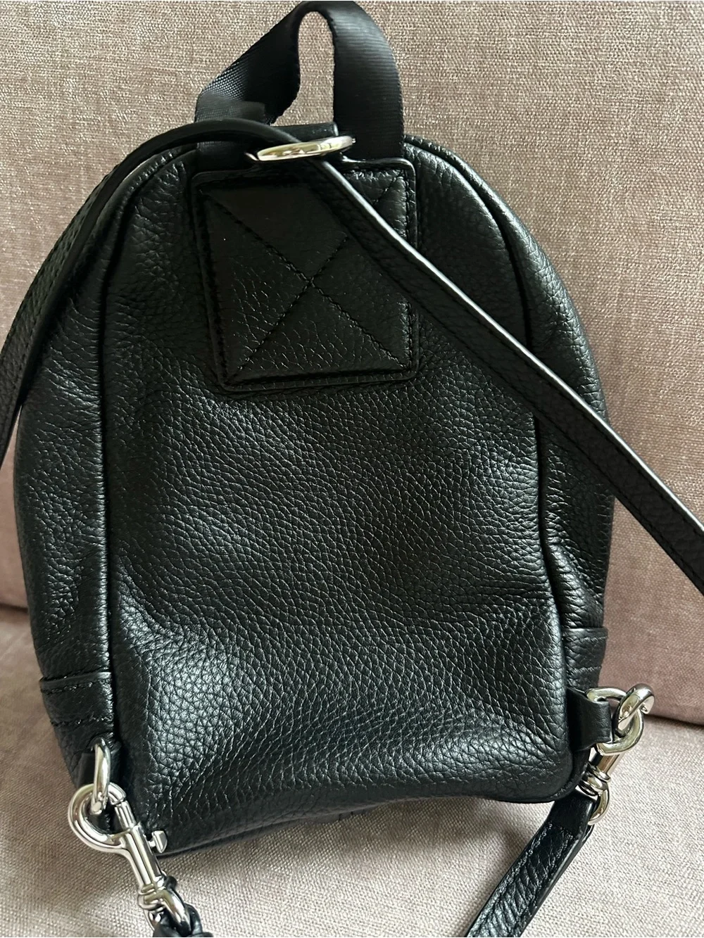 Marc Jacobs Black Pebbled Leather Mini Backpack Silver Hardware Crossbody Bag